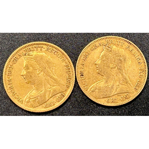 1810 - Two Victorian half sovereigns dated 1897 and 1899, circulated