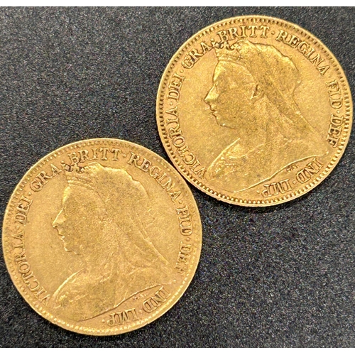 1811 - Two Victorian half sovereigns both dated 1896, circulated