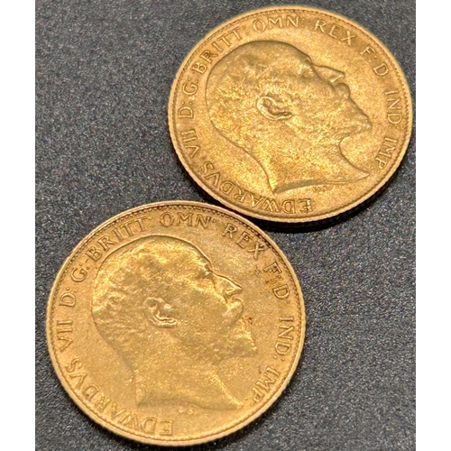 1814 - Two George V half sovereigns both dated 1909, circulated