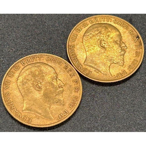 1815 - Two George V half sovereigns dated 1902 and 1905, circulated