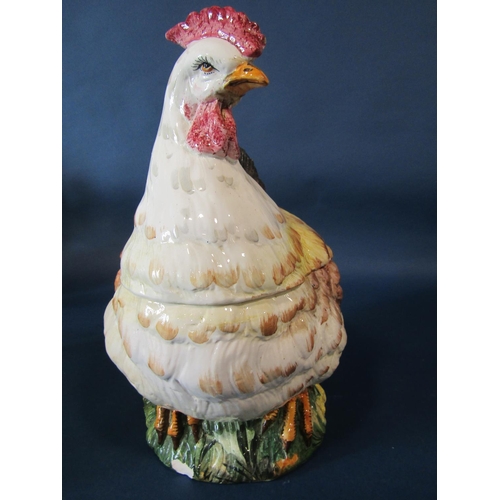 1101 - A large tureen modelled in the form of a chicken complete with ladle, Victorian ewer with sepia deta... 