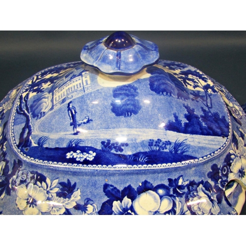 1007 - 19th century blue and white transfer printed tureen and cover in the Cashiobury pattern, (near Watfo... 