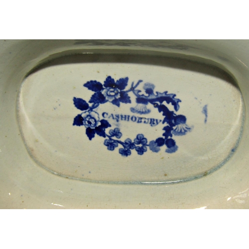 1007 - 19th century blue and white transfer printed tureen and cover in the Cashiobury pattern, (near Watfo... 