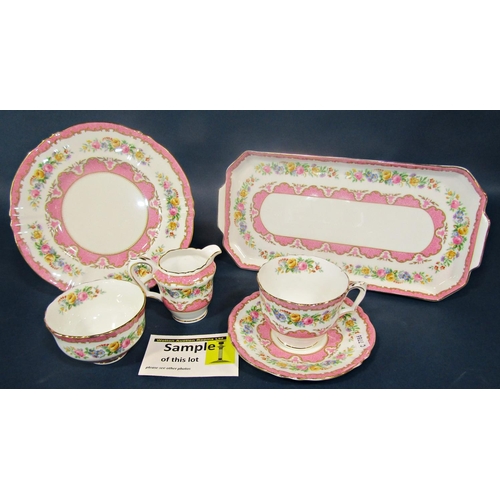 1009 - A Paragon Victoriana Rose pattern collection of tea wares, further Crown Staffordshire Lyric Tunis c... 