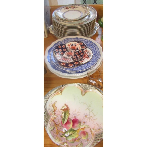 1023 - Miscellaneous 19th century and later ceramics including a Royal Worcester hand painted plate with fr... 