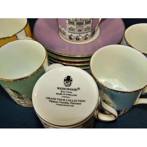1043 - Six Wedgwood Grand Tour collection coffee cups and saucers, six Worcester Viceroy pattern coffee can... 