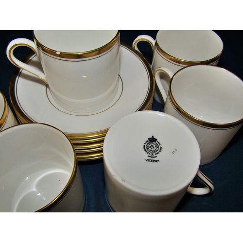 1043 - Six Wedgwood Grand Tour collection coffee cups and saucers, six Worcester Viceroy pattern coffee can... 
