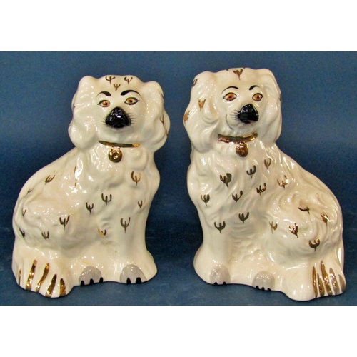 1050 - A pair of 19th century spaniel vases, further pair of spaniels, a ceramic fox with shard detail, pai... 