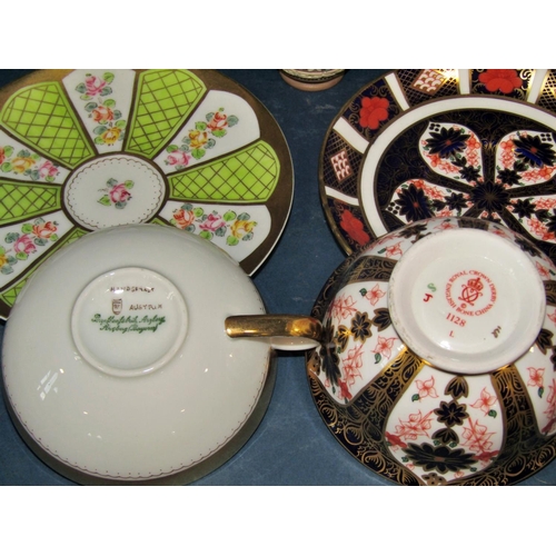 1054 - A small collection of Crown Staffordshire Ellesmere pattern coffee wares, a Crown Derby Imari cup an... 