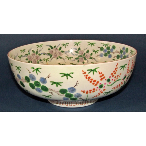 1061 - A circular Japanese bowl with character and foliate detail, a cloisonné dish with lobed border, furt... 