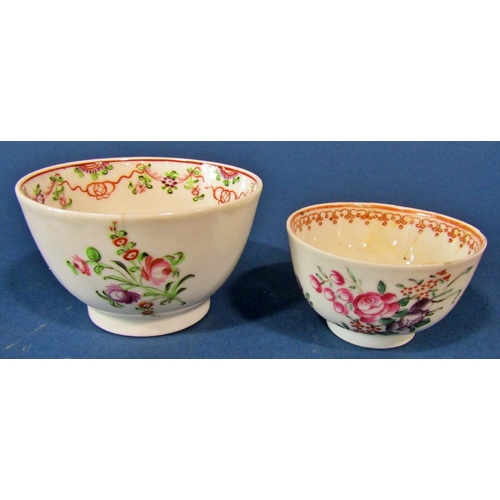 1065 - 18th century New Hall tea bowl together with a Chinese Famille Verte cup and saucer etc (AF)