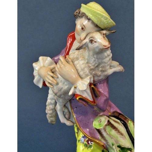 1122 - A pair of 19th century Meissen figures of a shepherd and shepherdess in 18th century dress, 26cm hig... 