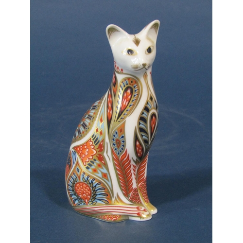 1128 - Three pieces of Crown Derby Imari comprising a cat, a tortoise and a pin dish