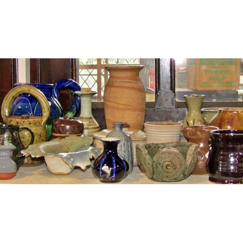 1159 - A large collection of studio pottery ware by Steven Marr, Pierre Brayford, Robert Tinnyynt and other... 