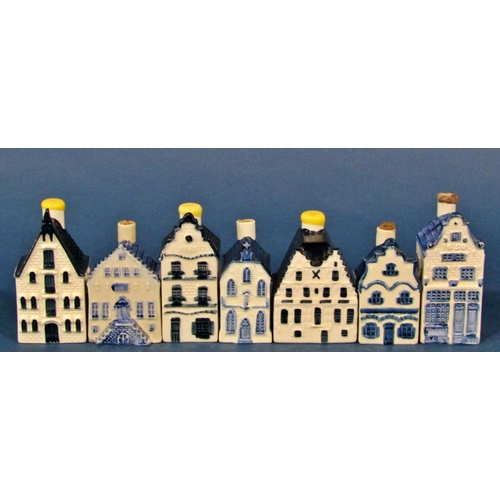 1175 - A collection of thirteen delft model Amsterdam houses in the form of flasks, ex-KLM Airlines