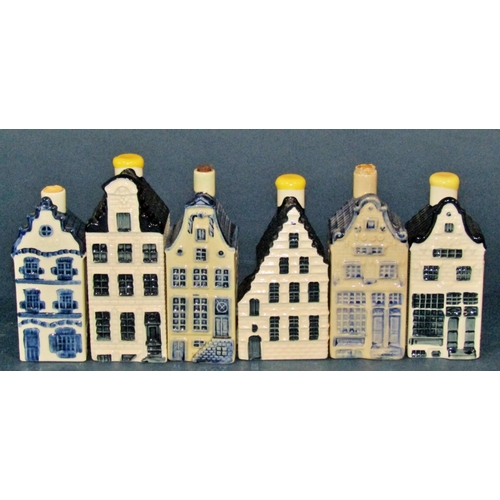 1175 - A collection of thirteen delft model Amsterdam houses in the form of flasks, ex-KLM Airlines