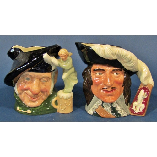 1184 - Eight large Royal Doulton character jugs, Pearly King and Queen, Robinson Crusoe, smuggler, Tam 'o' ... 