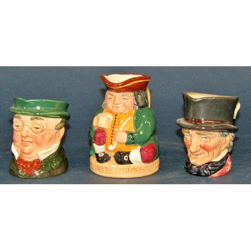 1188 - A collection of medium and small Doulton character jugs, together with three toby and character jug ... 