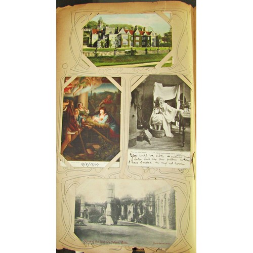 267 - Two early Edwardian postcard albums (dated 1903 and 1904) containing an unsorted collection of local... 