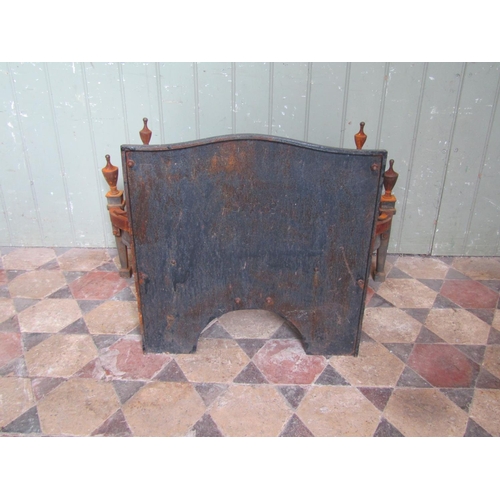 2075 - A Georgian style fire basket with serpentine front and pierced grill beneath urn finials, 77 cm x 50... 