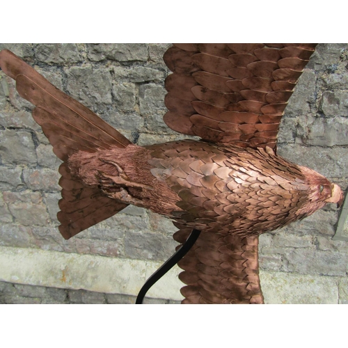 2085 - Life-size representation of a Red Kite in flight.  It is made of carved mahogany overlaid with coppe... 