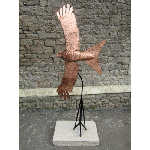 2085 - Life-size representation of a Red Kite in flight.  It is made of carved mahogany overlaid with coppe... 