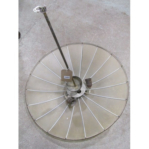 2104 - A vintage hanging ceiling light in the form of an inverted parasol, 65cm diameter