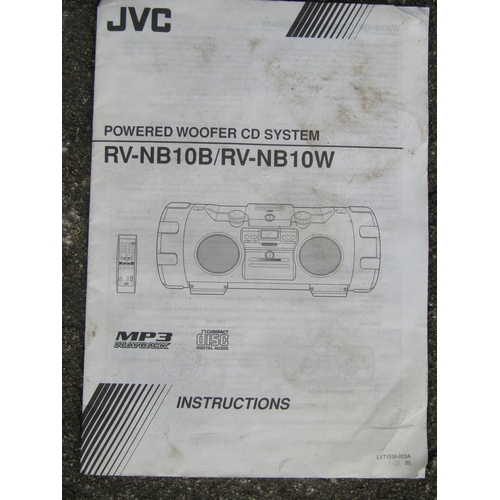 2116 - A JVC Powered Woofer CD System RV-NB 10B / RV-NB 10W with hand book and handset, little used