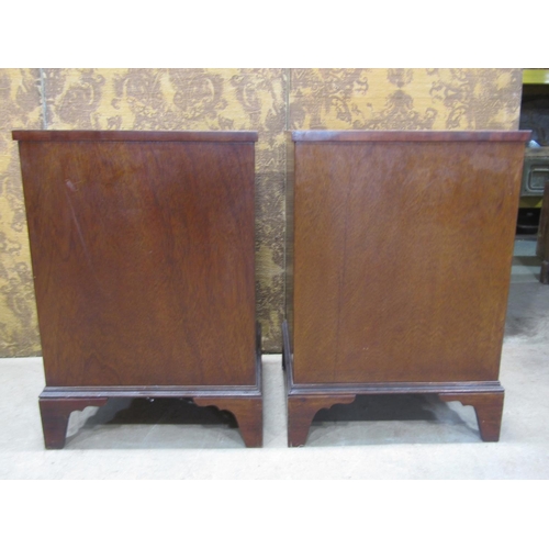 2208 - A pair of Georgian style side tables with inset leather tops, front elevation partially enclosed by ... 