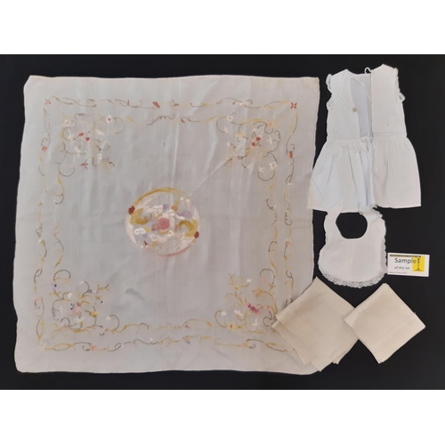 544 - Vintage textiles including white cotton baby gowns,  smocked baby dresses, silk napkins, embroidered... 