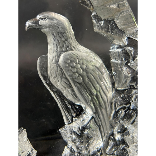 1211 - A Mats Jonasson Royal Krona Swedish lead crystal eagle, signed to base, 17cm high x 13.5cm wide