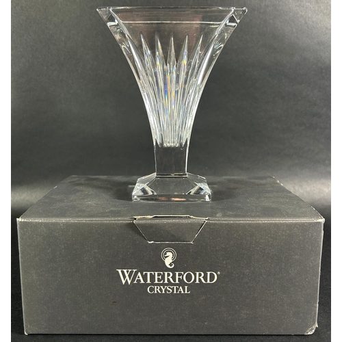 1217 - A Waterford Crystal glass 'Clarion' Art Deco design fan shaped vase with original box, 15cm high