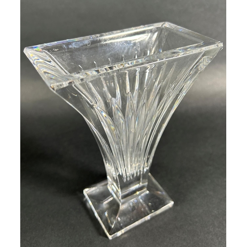 1217 - A Waterford Crystal glass 'Clarion' Art Deco design fan shaped vase with original box, 15cm high