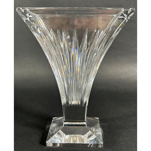 1217 - A Waterford Crystal glass 'Clarion' Art Deco design fan shaped vase with original box, 15cm high