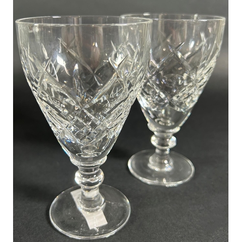 1224 - Ten Stuart type cut glass wine glasses and a single water glass (chipped af)