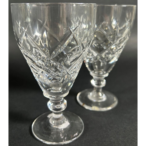 1224 - Ten Stuart type cut glass wine glasses and a single water glass (chipped af)