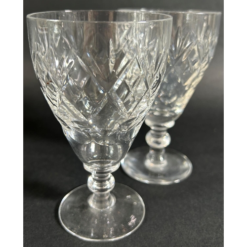 1224 - Ten Stuart type cut glass wine glasses and a single water glass (chipped af)