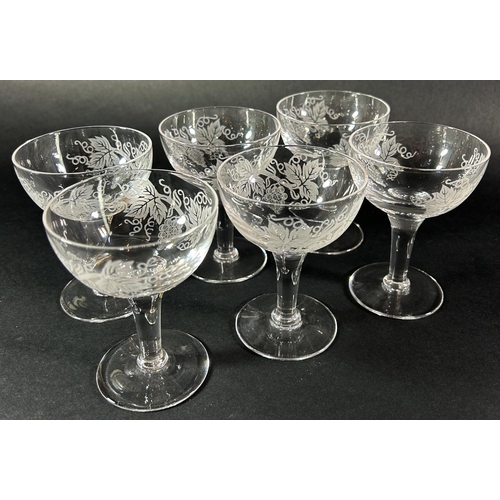 1239 - collection of mid-20th century Stuart Crystal glasses including a vine leaf decorated jug and six tu... 