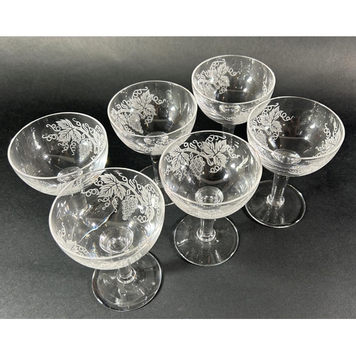 1239 - collection of mid-20th century Stuart Crystal glasses including a vine leaf decorated jug and six tu... 