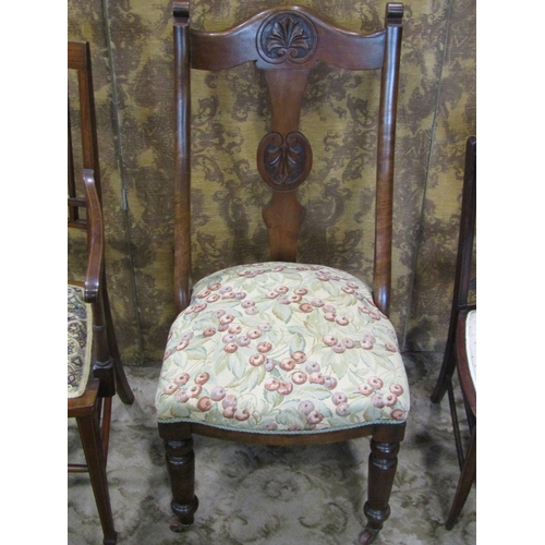 2348 - An Edwardian mahogany elbow chair with upholstered seat, a further example and an Edwardian child's ... 