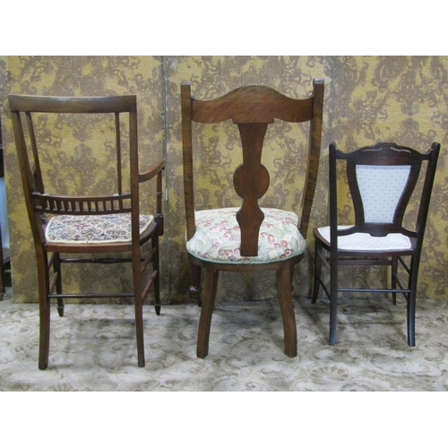 2348 - An Edwardian mahogany elbow chair with upholstered seat, a further example and an Edwardian child's ... 