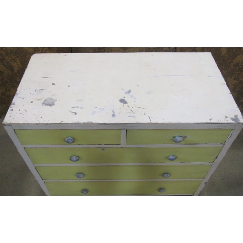 2280 - A pine chest of three long and two short drawers with painted finish, 99 cm wide