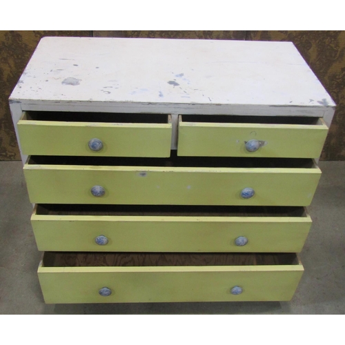 2280 - A pine chest of three long and two short drawers with painted finish, 99 cm wide