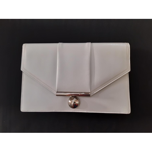 545 - Good quality white leather clutch handbag with minimal signs of use, in an Asprey box