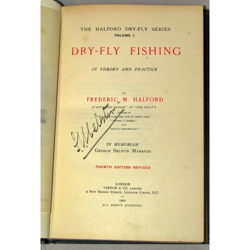 166 - Fishing related - including Dry Fly Fishing by FM Halford, 1902, The History of Brooklands, Motor Co... 