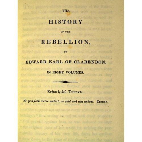 173 - Edward Earl of Clarendon - The History of the Rebellion and Civil Wars in England, 8 volumes, leathe... 