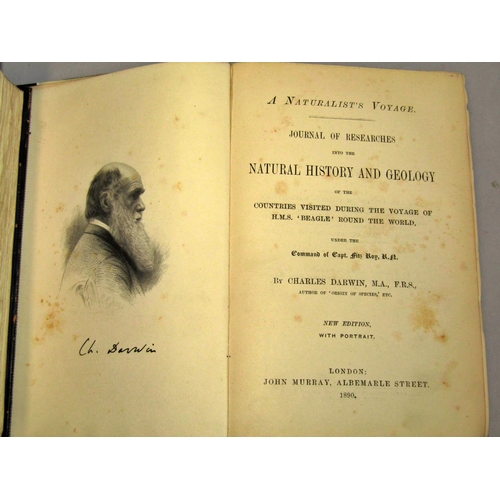 189 - Poetic Interest - Poems of Robert Browning, leather bound 1905, Charles Darwin, Naturalists Voyage A... 