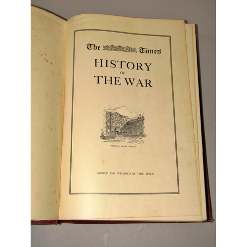 208 - The Times History of the War, 21 volumes, red cloth bindings