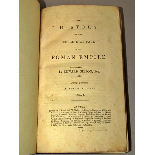 212 - Gibbon's Roman Empire, 12 volumes, 1813 edition rebound in blue cloth