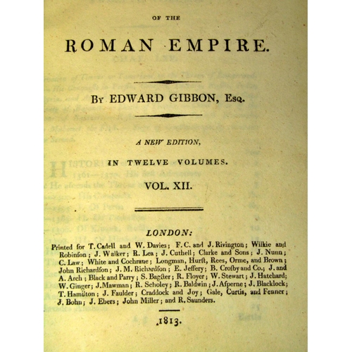 212 - Gibbon's Roman Empire, 12 volumes, 1813 edition rebound in blue cloth